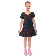 Neon Number Kids  Short Sleeve Velvet Dress