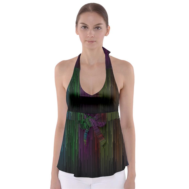 Line Rain Rainbow Light Stripes Lines Flow Babydoll Tankini Top