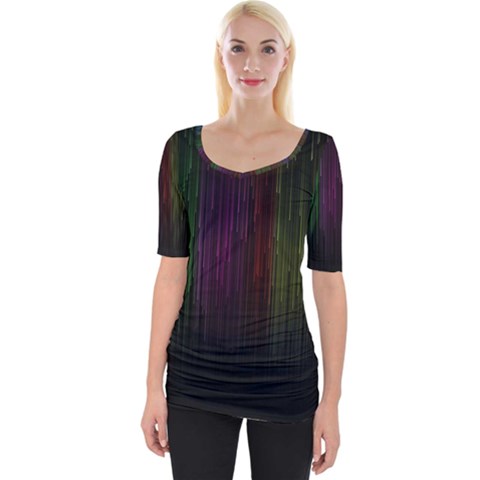 Line Rain Rainbow Light Stripes Lines Flow Wide Neckline Tee by Mariart