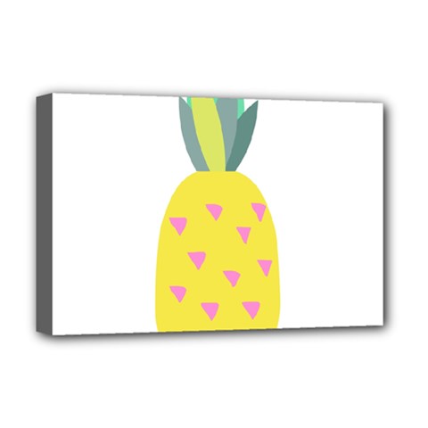 Pineapple Fruite Yellow Triangle Pink Deluxe Canvas 18  X 12  