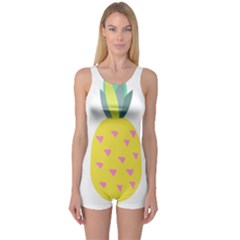 Pineapple Fruite Yellow Triangle Pink One Piece Boyleg Swimsuit by Mariart