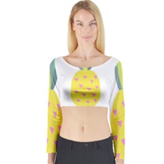 Pineapple Fruite Yellow Triangle Pink Long Sleeve Crop Top by Mariart