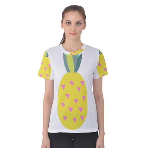 Pineapple Fruite Yellow Triangle Pink Women s Cotton Tee by Mariart