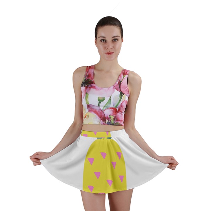 Pineapple Fruite Yellow Triangle Pink Mini Skirt