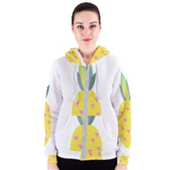 Pineapple Fruite Yellow Triangle Pink Women s Zipper Hoodie