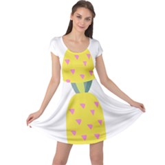 Pineapple Fruite Yellow Triangle Pink Cap Sleeve Dress by Mariart