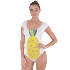 Pineapple Fruite Yellow Triangle Pink Short Sleeve Leotard  by Mariart