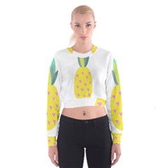 Pineapple Fruite Yellow Triangle Pink Cropped Sweatshirt