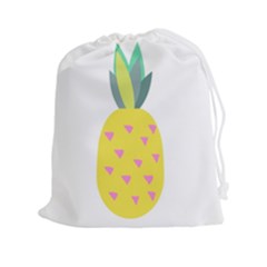 Pineapple Fruite Yellow Triangle Pink Drawstring Pouches (xxl) by Mariart