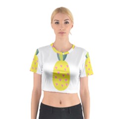 Pineapple Fruite Yellow Triangle Pink Cotton Crop Top by Mariart