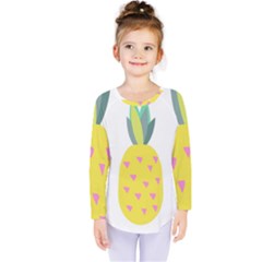 Pineapple Fruite Yellow Triangle Pink Kids  Long Sleeve Tee