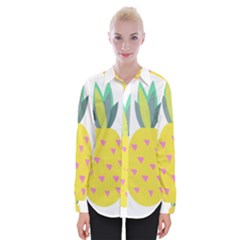 Pineapple Fruite Yellow Triangle Pink Womens Long Sleeve Shirt