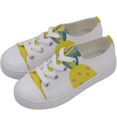 Pineapple Fruite Yellow Triangle Pink Kids  Low Top Canvas Sneakers