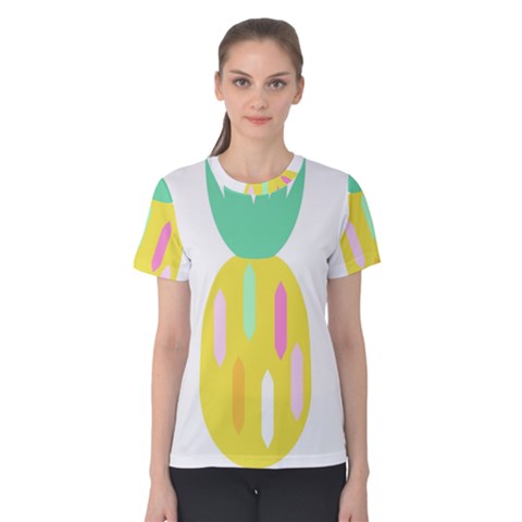 Pineapple Fruite Yellow Triangle Pink White Women s Cotton Tee by Mariart