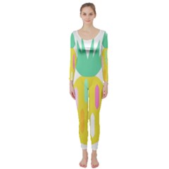 Pineapple Fruite Yellow Triangle Pink White Long Sleeve Catsuit by Mariart