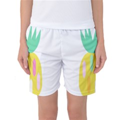 Pineapple Fruite Yellow Triangle Pink White Women s Basketball Shorts by Mariart