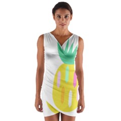 Pineapple Fruite Yellow Triangle Pink White Wrap Front Bodycon Dress