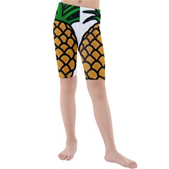 Pineapple Fruite Yellow Green Orange Kids  Mid Length Swim Shorts by Mariart