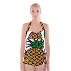 Pineapple Fruite Yellow Green Orange Boyleg Halter Swimsuit  by Mariart