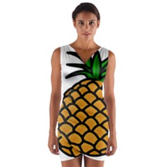 Pineapple Fruite Yellow Green Orange Wrap Front Bodycon Dress