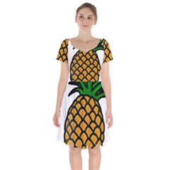 Pineapple Fruite Yellow Green Orange Short Sleeve Bardot Dress by Mariart