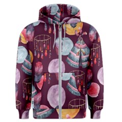 Boho Tribal Watercolor Pattern  Men s Zipper Hoodie