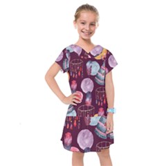 Boho Tribal Watercolor Pattern  Kids  Drop Waist Dress by paulaoliveiradesign