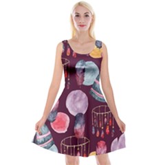 Boho Tribal Watercolor Pattern  Reversible Velvet Sleeveless Dress