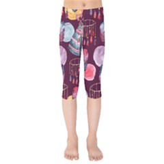 Boho Tribal Watercolor Pattern  Kids  Capri Leggings  by paulaoliveiradesign