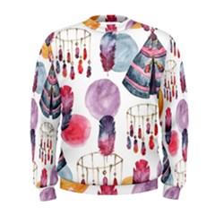 Boho Tribal Watercolor White Pattern Men s Sweatshirt