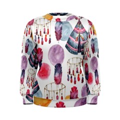 Boho Tribal Watercolor White Pattern Women s Sweatshirt