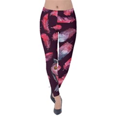 Boho Owl And Feather Pattern Velvet Leggings