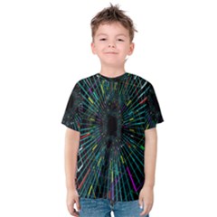 Colorful Geometric Electrical Line Block Grid Zooming Movement Kids  Cotton Tee