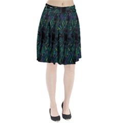 Colorful Geometric Electrical Line Block Grid Zooming Movement Pleated Skirt