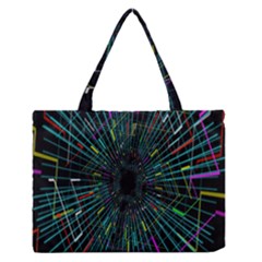 Colorful Geometric Electrical Line Block Grid Zooming Movement Zipper Medium Tote Bag by Mariart