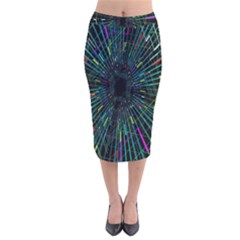 Colorful Geometric Electrical Line Block Grid Zooming Movement Velvet Midi Pencil Skirt by Mariart