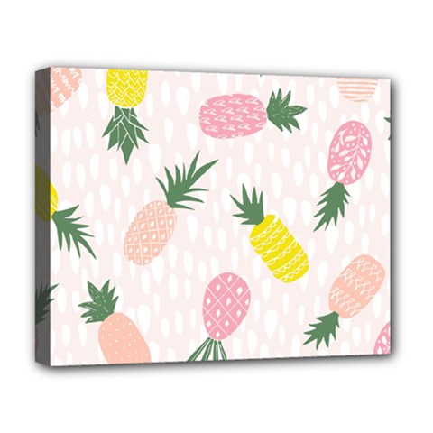 Pineapple Rainbow Fruite Pink Yellow Green Polka Dots Deluxe Canvas 20  X 16   by Mariart