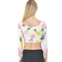 Pineapple Rainbow Fruite Pink Yellow Green Polka Dots Long Sleeve Crop Top View2