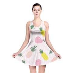 Pineapple Rainbow Fruite Pink Yellow Green Polka Dots Reversible Skater Dress by Mariart