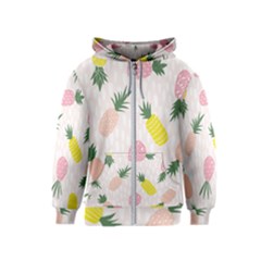 Pineapple Rainbow Fruite Pink Yellow Green Polka Dots Kids  Zipper Hoodie by Mariart