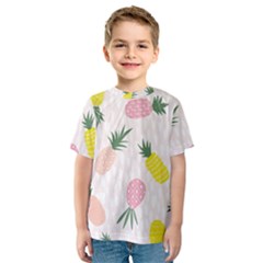 Pineapple Rainbow Fruite Pink Yellow Green Polka Dots Kids  Sport Mesh Tee