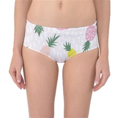 Pineapple Rainbow Fruite Pink Yellow Green Polka Dots Mid-waist Bikini Bottoms