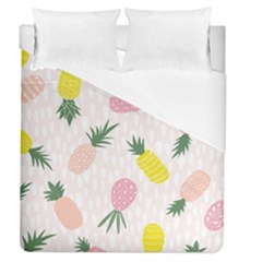 Pineapple Rainbow Fruite Pink Yellow Green Polka Dots Duvet Cover (queen Size) by Mariart