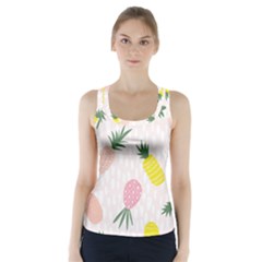 Pineapple Rainbow Fruite Pink Yellow Green Polka Dots Racer Back Sports Top by Mariart