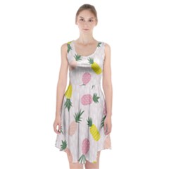 Pineapple Rainbow Fruite Pink Yellow Green Polka Dots Racerback Midi Dress