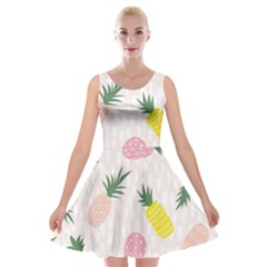 Pineapple Rainbow Fruite Pink Yellow Green Polka Dots Velvet Skater Dress by Mariart