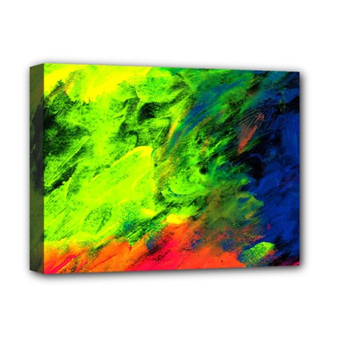 Neon Rainbow Green Pink Blue Red Painting Deluxe Canvas 16  X 12  