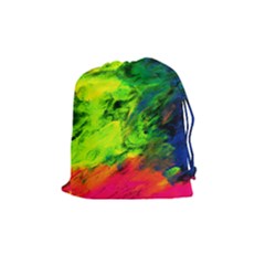 Neon Rainbow Green Pink Blue Red Painting Drawstring Pouches (medium) 