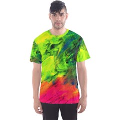 Neon Rainbow Green Pink Blue Red Painting Men s Sports Mesh Tee