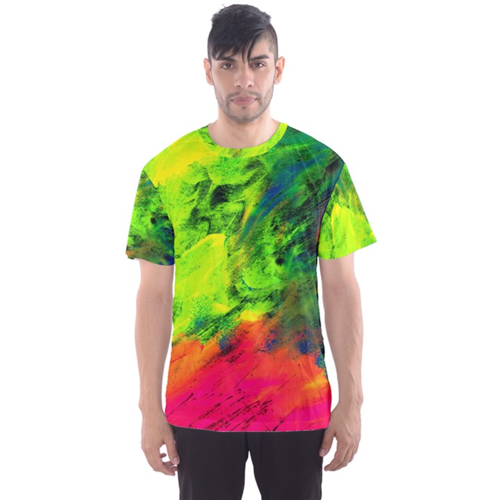 Neon Rainbow Green Pink Blue Red Painting Men s Sports Mesh Tee